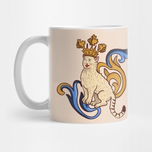 Cute Medieval Cat with crown illustration Mug